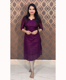 Purple Kota Cotton Straight Cut Kurti / LSS117