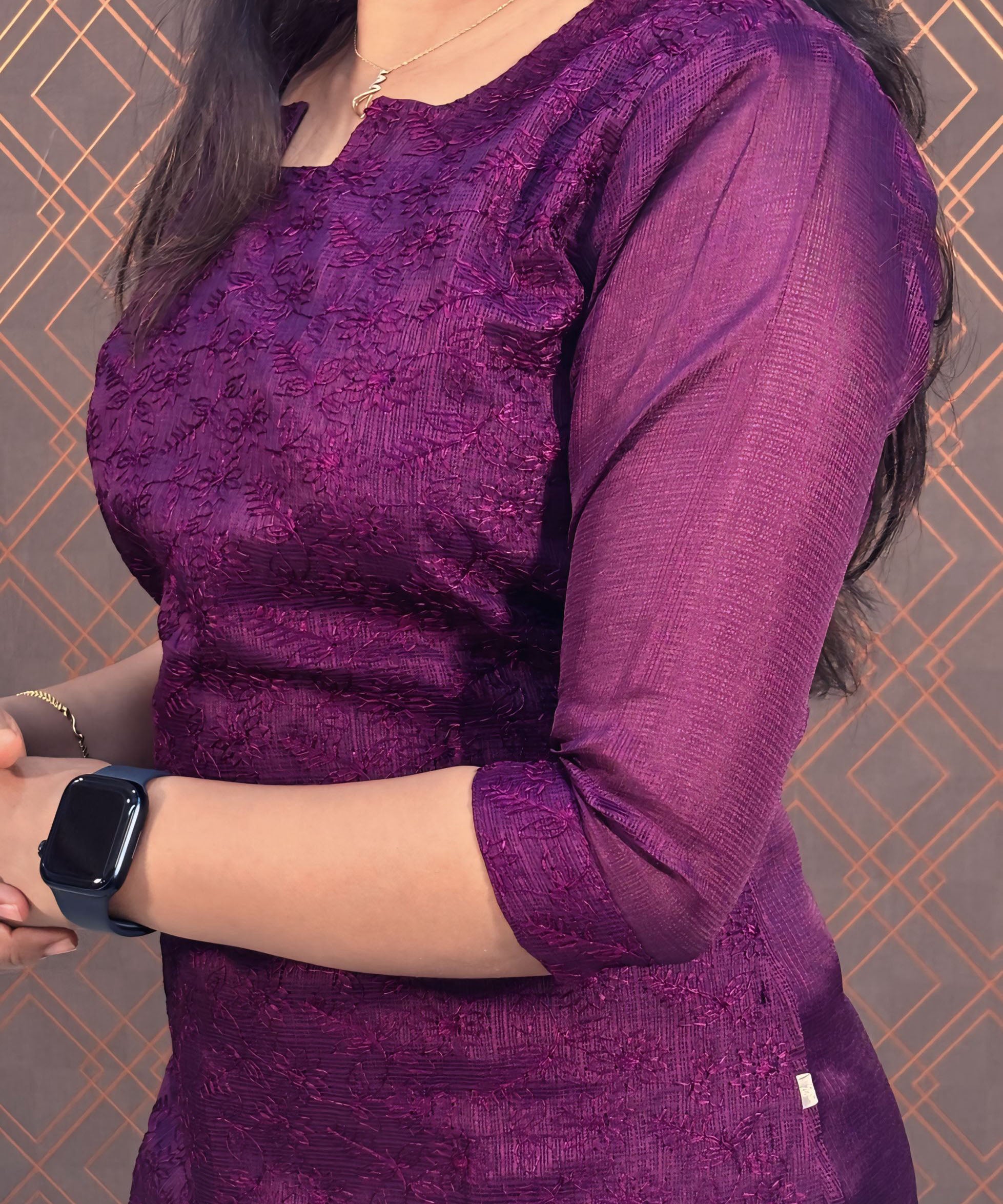 Purple Kota Cotton Straight Cut Kurti / LSS117