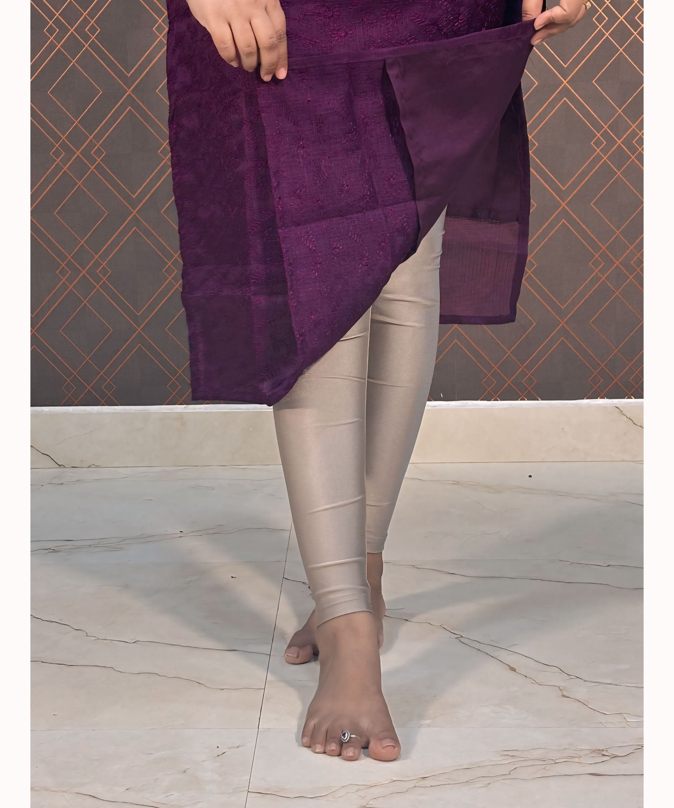 Purple Kota Cotton Straight Cut Kurti / LSS117