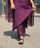 Dark Purple V Neck Grand Purple Ethnic 3 Piece Salwar Set / ESS154