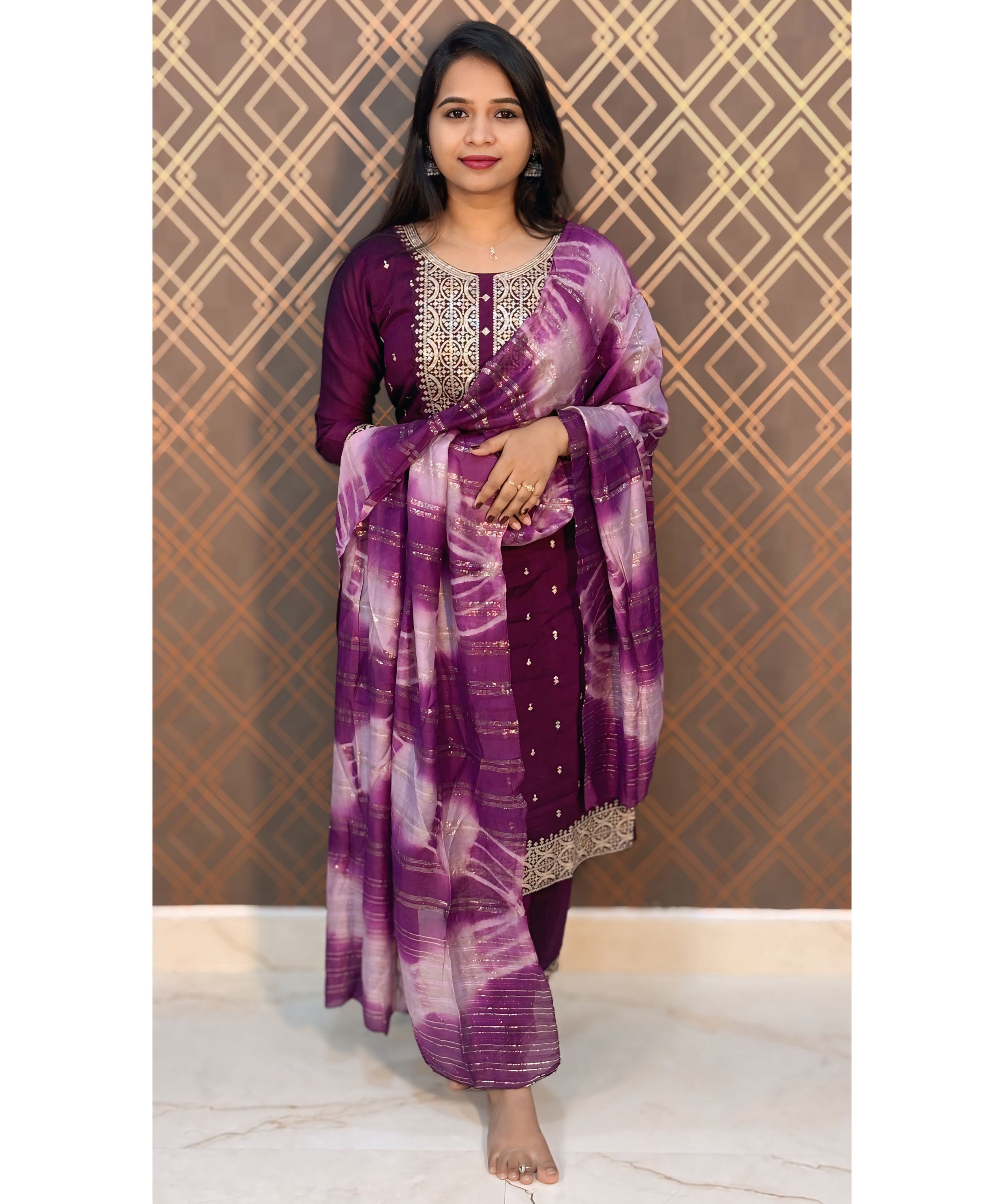 Purple Vichithra Silk Salwar Set / ESS114