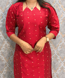 Red Color Raw Silk 3 Piece Salwar Set with Lining and Pocket / ESS410