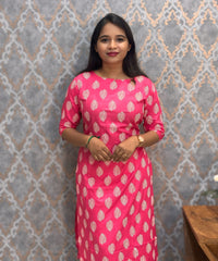 Pink Color Rayon Kurti with Pocket / LSS209
