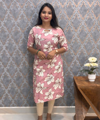 Dusty Rose Pink Color Rayon Kurti with Pocket / LSS209