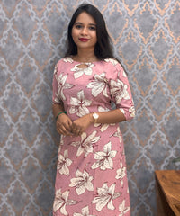 Dusty Rose Pink Color Rayon Kurti with Pocket / LSS209