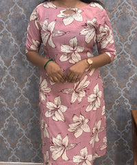 Dusty Rose Pink Color Rayon Kurti with Pocket / LSS209