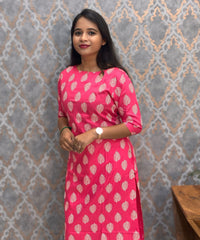 Pink Color Rayon Kurti with Pocket / LSS209