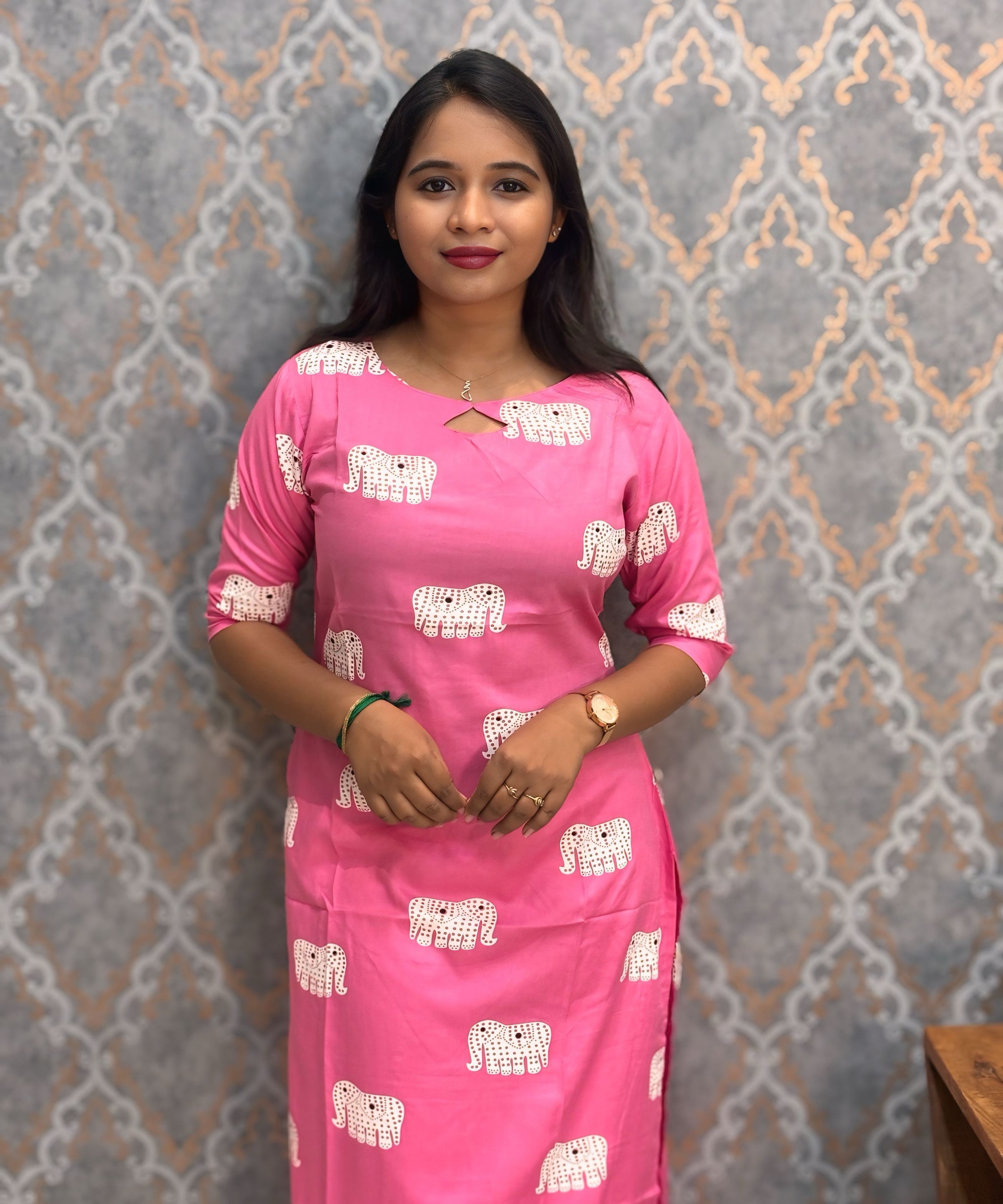 Lite Pink Color Rayon Kurti with Pocket / LSS209