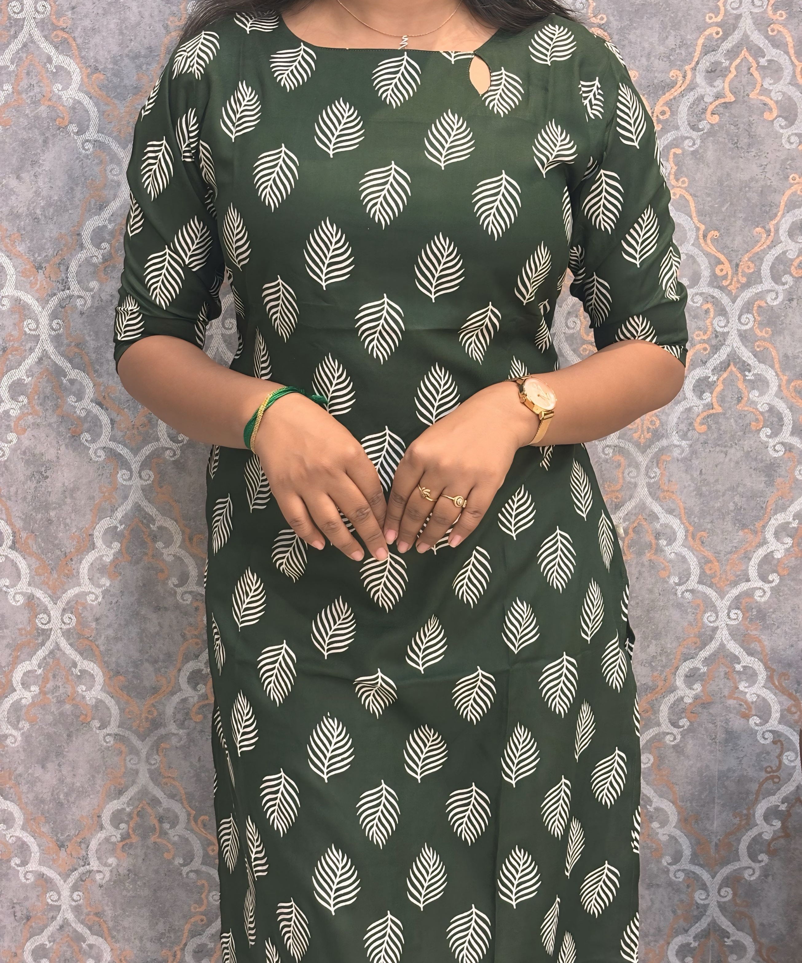 Bottle Green Color Rayon Kurti with Pocket / LSS209