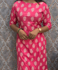 Pink Color Rayon Kurti with Pocket / LSS209