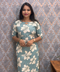 Soft Pastel Mint Green Color Rayon Kurti with Pocket / LSS209