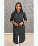 Black Color Elbow Sleeve Rayon Straight Cut Chinese Collar Kurti with Pocket / ESS276