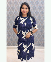 Dark Purple Color Elbow Sleeve Rayon Straight Cut Chinese Collar Kurti with Pocket / ESS276
