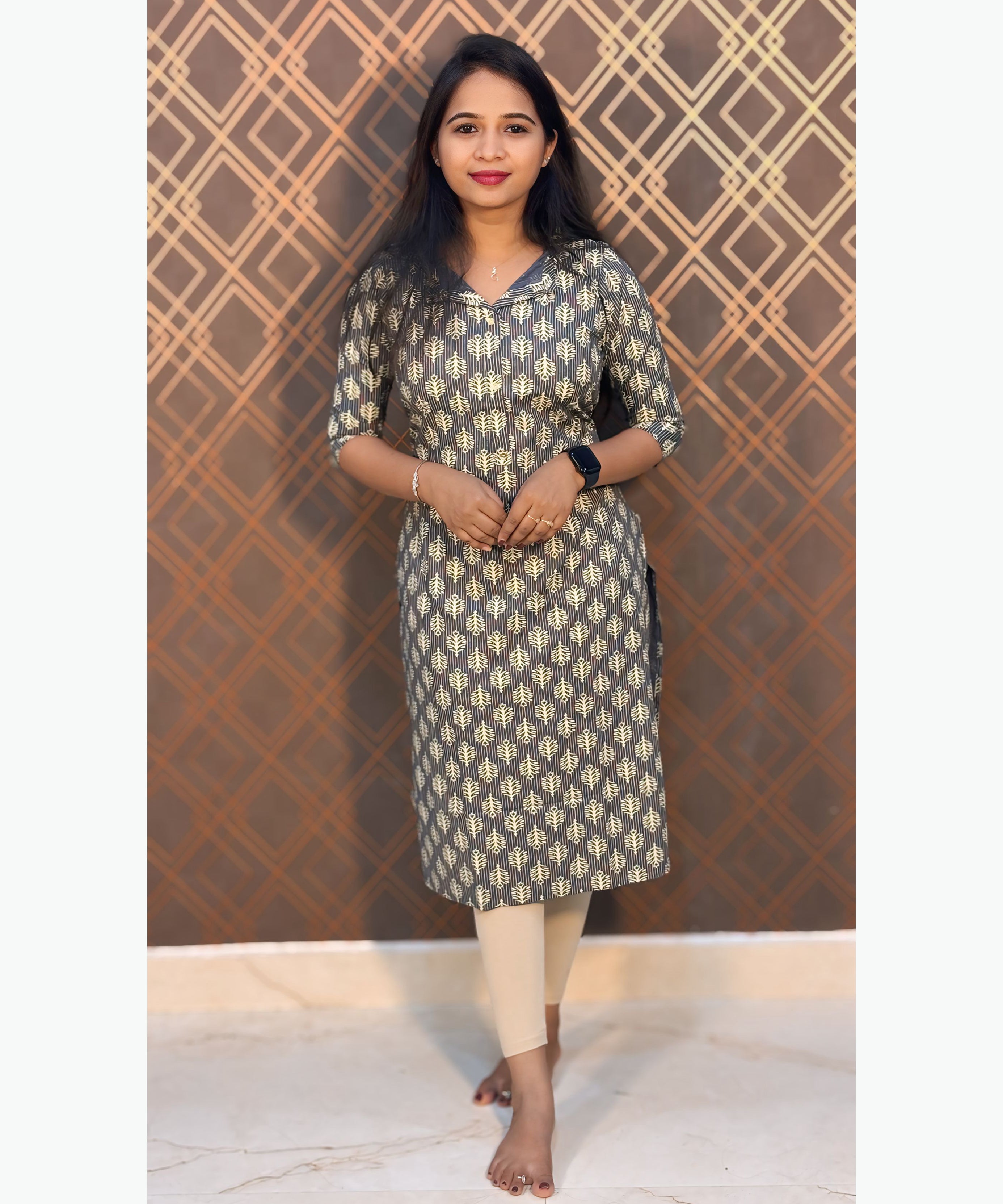 Gray Color Rayon Straight Cut Kurti with Chinese Collar Neck / LSS162