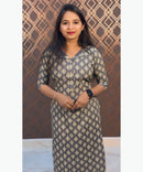 Gray Color Rayon Straight Cut Kurti with Chinese Collar Neck / LSS162
