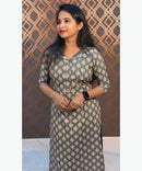 Gray Color Rayon Straight Cut Kurti with Chinese Collar Neck / LSS162