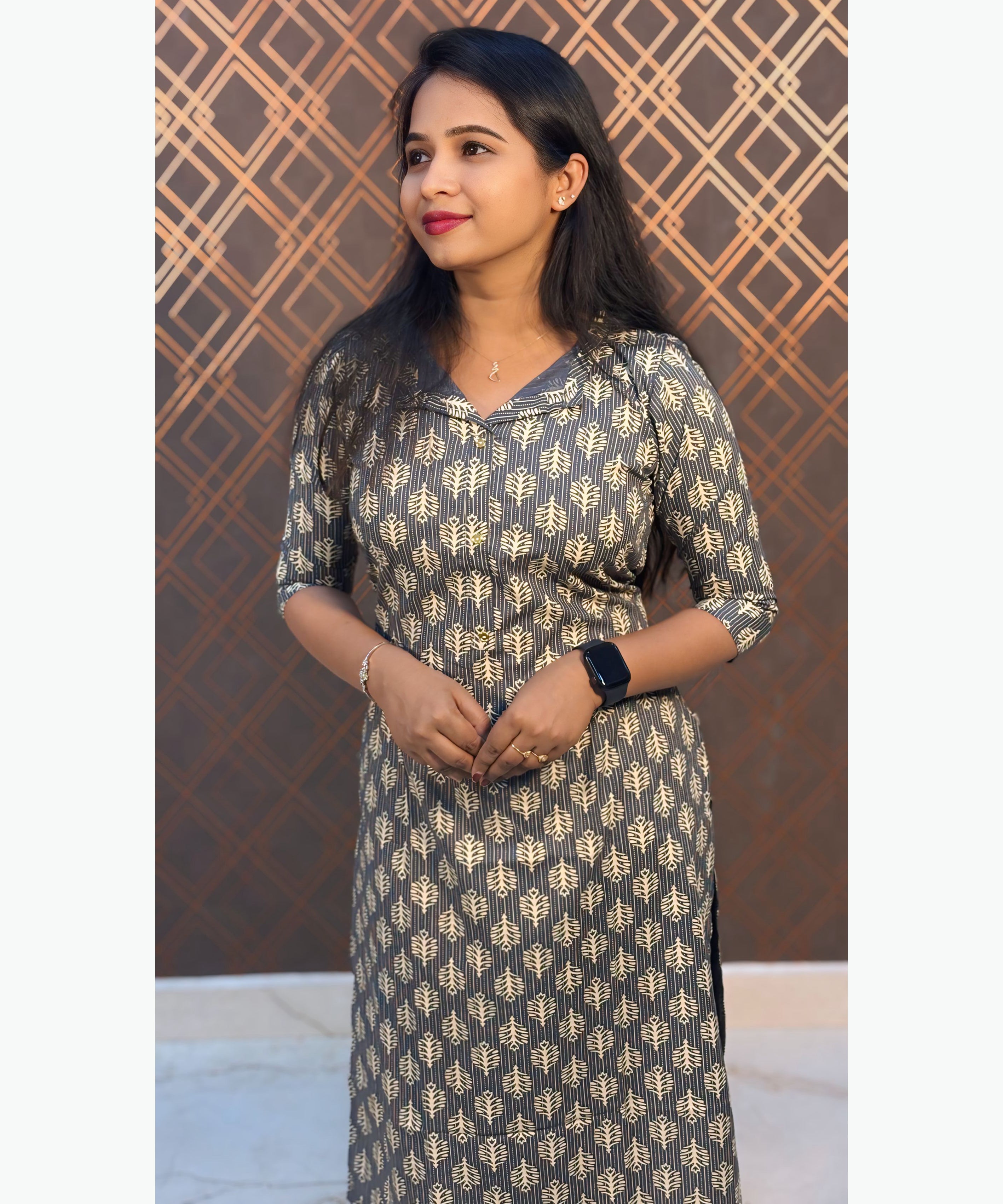 Gray Color Rayon Straight Cut Kurti with Chinese Collar Neck / LSS162