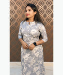 Lite Navy Blue Color Rayon Straight Cut Kurti with Chinese Collar Neck / LSS162