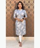 Lite Navy Blue Color Rayon Straight Cut Kurti with Chinese Collar Neck / LSS162