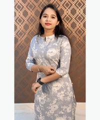 Lite Navy Blue Color Rayon Straight Cut Kurti with Chinese Collar Neck / LSS162