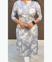 Lite Navy Blue Color Rayon Straight Cut Kurti with Chinese Collar Neck / LSS162