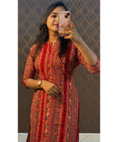 Red Flex Cotton Straight Cut Kurti / LSS195