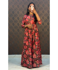 Red Long Maxi with hip Belt / LSS143