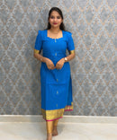 Rich Royal Blue and Pink Premium Handwoven Kodambakkam Ragam Kurti and Dupatta / HL037