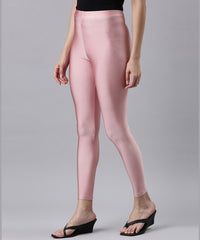 Branded Shimmer Rose Gold Slim Fit Ankle Length Leggings / LSS115