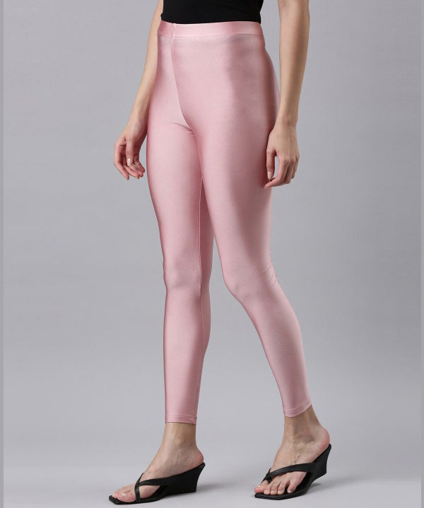 Branded Shimmer Rose Gold Slim Fit Ankle Length Leggings / LSS115