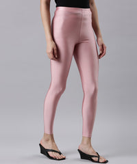 Branded Shimmer Rose Gold Slim Fit Ankle Length Leggings / LSS115