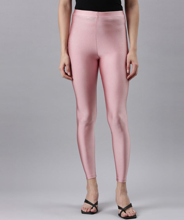 Branded Shimmer Rose Gold Slim Fit Ankle Length Leggings / LSS115