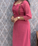 Rosewood Pink Premium Georgette with Handworked Aline Kurti / MSS023