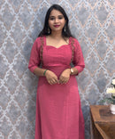 Rosewood Pink Premium Georgette with Handworked Aline Kurti / MSS023