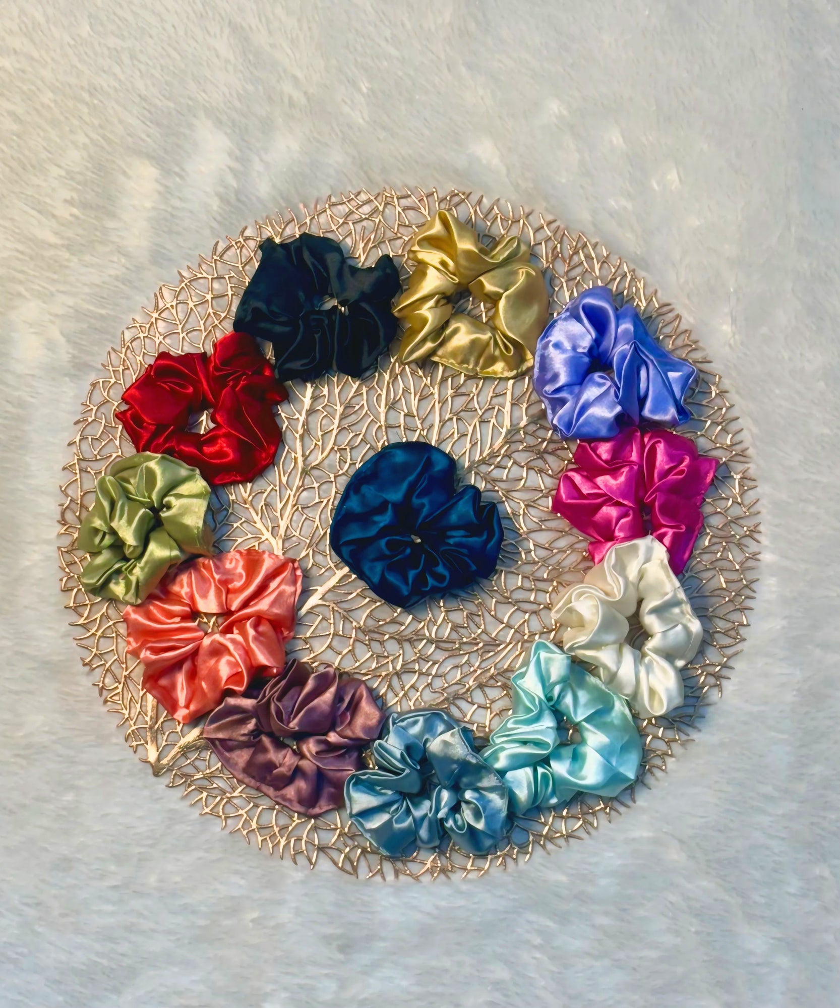 Scrunchies / Satin Hair Band for Less Hair Fall 1 Dozen (12 Pieces Pack) / SCR100