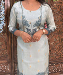Sea Blue and Golden Color Designer Premium 3 Piece Salwar Set / ESS358