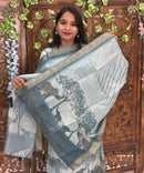 Sea Blue and Golden Color Designer Premium 3 Piece Salwar Set / ESS358