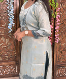 Sea Blue and Golden Color Designer Premium 3 Piece Salwar Set / ESS358