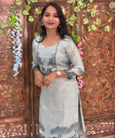 Sea Blue and Golden Color Designer Premium 3 Piece Salwar Set / ESS358