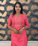 Pink Color Silk Cotton Straight Cut Kurti  / LSS169