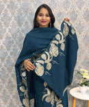Teal Blue Designer Premium 3 Piece Salwar Set  / ESS363