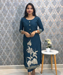 Teal Blue Designer Premium 3 Piece Salwar Set  / ESS363