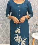 Teal Blue Designer Premium 3 Piece Salwar Set  / ESS363
