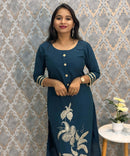 Teal Blue Designer Premium 3 Piece Salwar Set  / ESS363