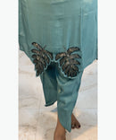 Tortoise Green Color V neck Premium Ethnic Co-ord Set / ESS257