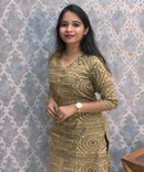 V Neck with Design Warli Printed Flex Cotton Kurti with Pocket / LSS200