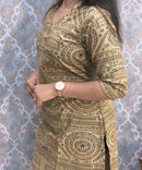 V Neck with Design Warli Printed Flex Cotton Kurti with Pocket / LSS200