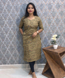 V Neck with Design Warli Printed Flex Cotton Kurti with Pocket / LSS200