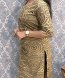 Sweet Heart Neck with Design Warli Printed Flex Cotton Kurti with Pocket / LSS200