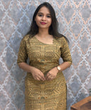 Side Cut with Potli Neck Design Warli Printed Flex Cotton Kurti with Pocket / LSS200